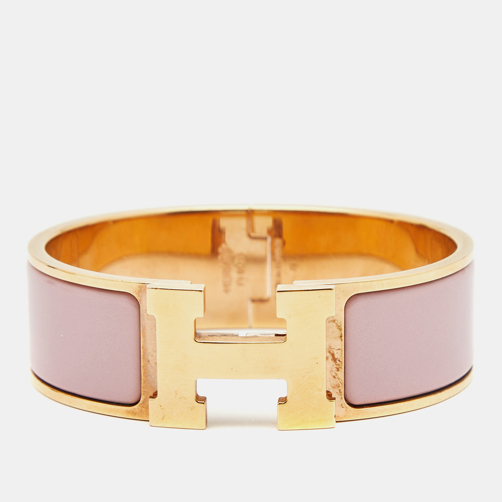 HERMES Clic Clac H Enamel Gold Plated Bracelet - Picture 1 of 6